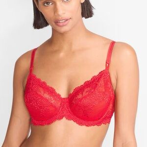 NWT Wacoal Embrace Lace underwire bra, Vibrant Red, 36DDD